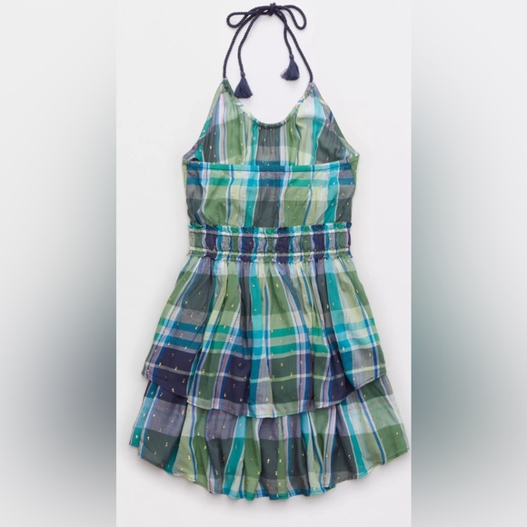 AERIE  Plaid Ruffle Mini Dress size small - Picture 5 of 11